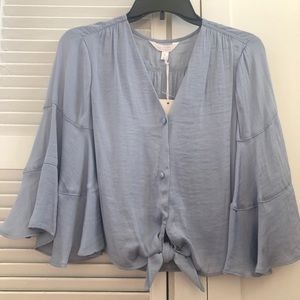 LC Lauren Conrad Blue Flare Sleeve Blouse NWT